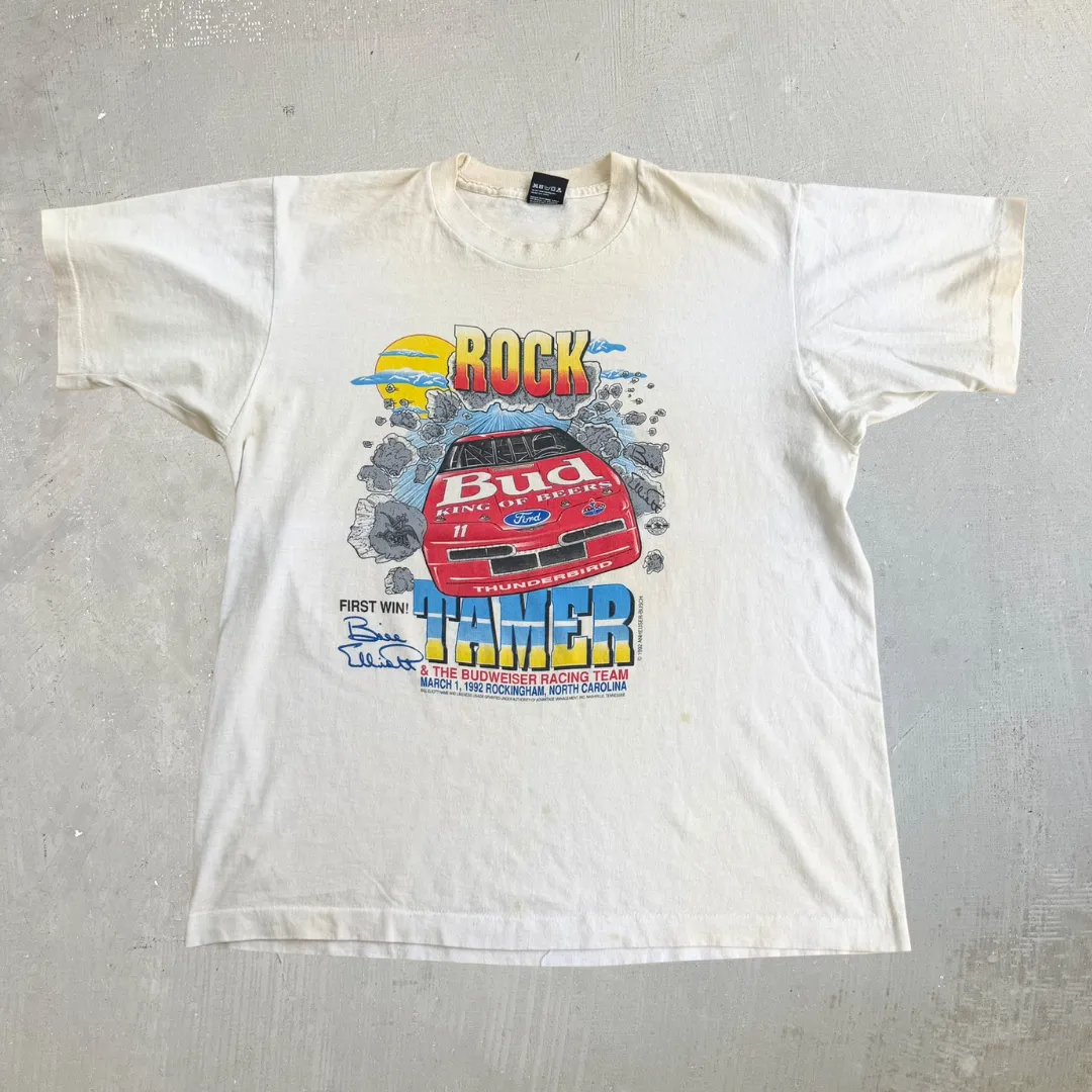 J- Vintage '92 Nascar Budweiser Racing Team Rock Tamer Made In USA Single Stitch Tee - XL sold by HG Vintage