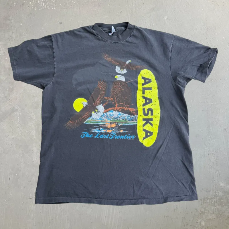 J- Vintage '90 Alaska The Last Frontier Eagles Graphic Hanes Made In USA Single Stitch Tee - XL made by HG Vintage