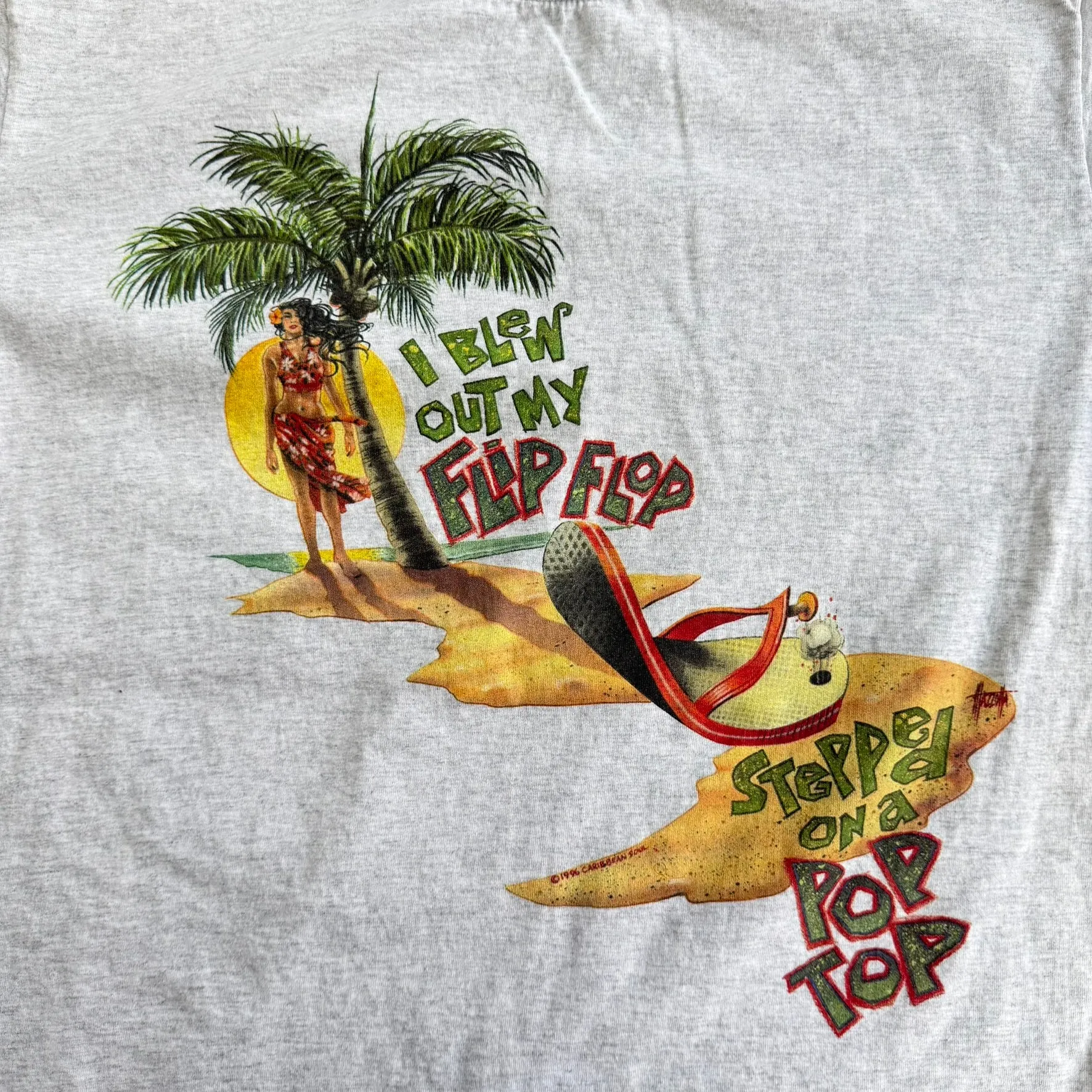 J- Vintage '96 Margaritaville Blew Out My Flippers Graphic Made In USA Single Stitch Tee - XL sold by HG Vintage product image thumbnail 2
