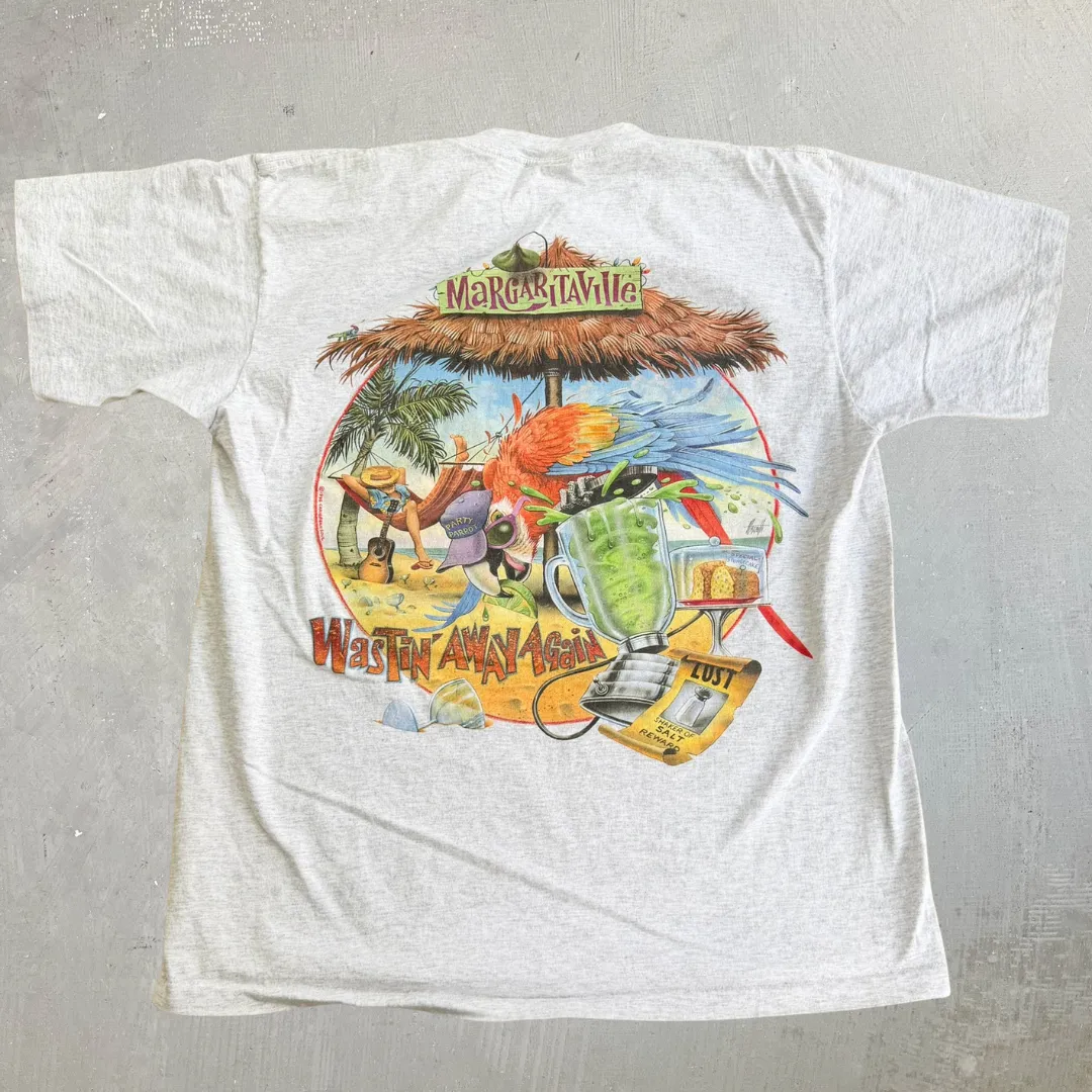 J- Vintage '96 Margaritaville Blew Out My Flippers Graphic Made In USA Single Stitch Tee - XL sold by HG Vintage product image thumbnail 3
