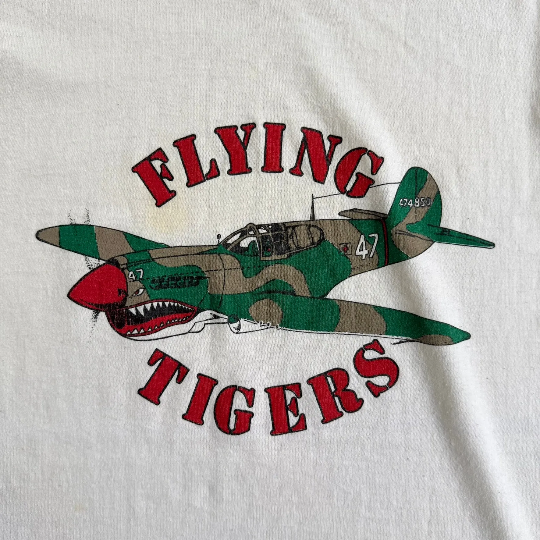 J- Vintage Flying Tigers Squadron Fighter Plane Graphic Made In USA Single Stitch Tee - XL sold by HG Vintage product image thumbnail 2