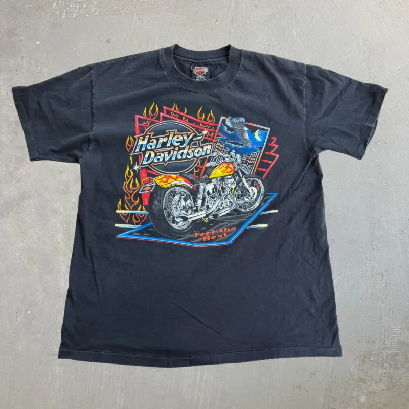 J- Vintage '95 Harley Davidson Quebec Canada Made In USA Single Stitch Tee - L made by Harley-Davidson