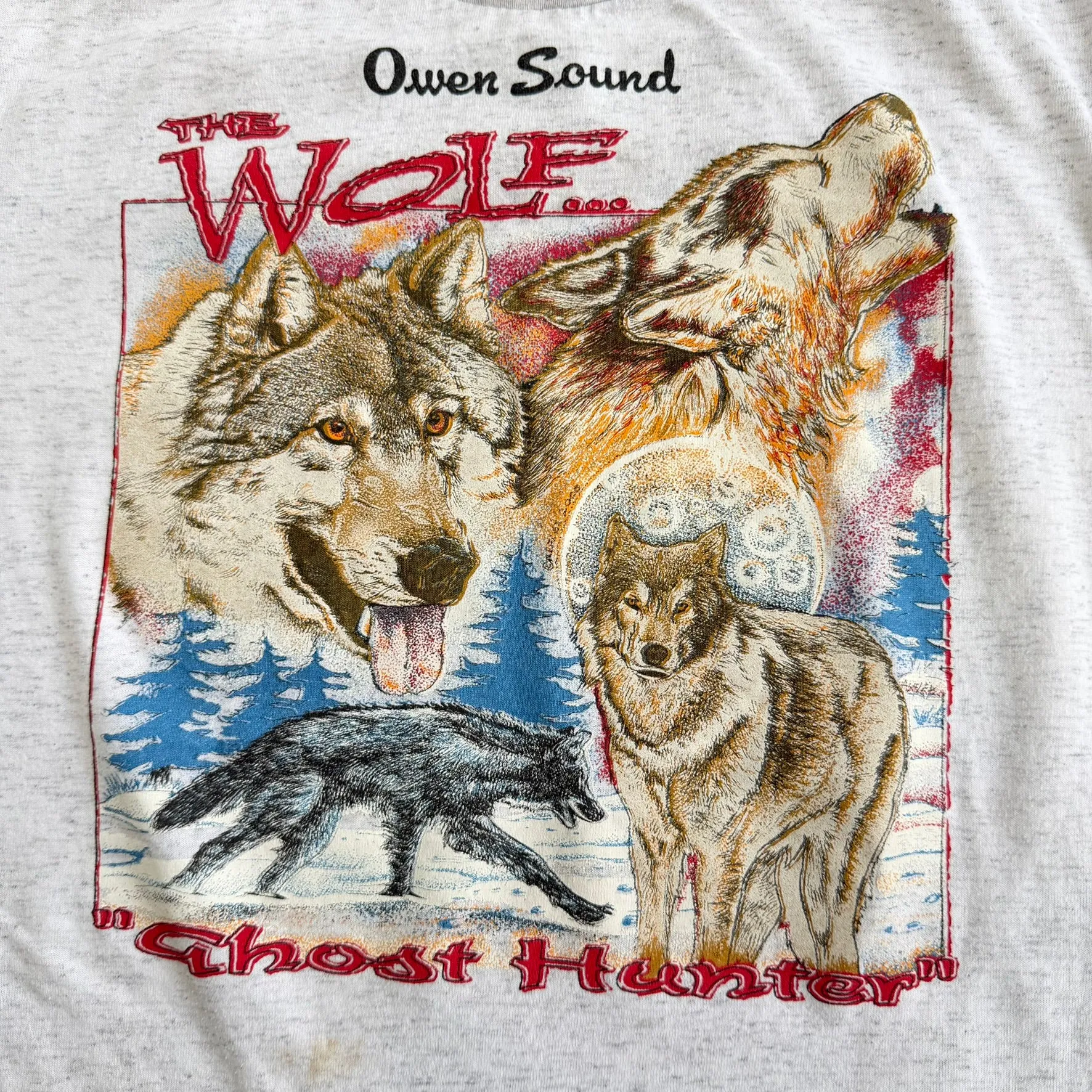 J- Vintage Owen Sound Wolf Ghost Hunter Graphic Single Stitch Tee - L sold by HG Vintage product image thumbnail 2