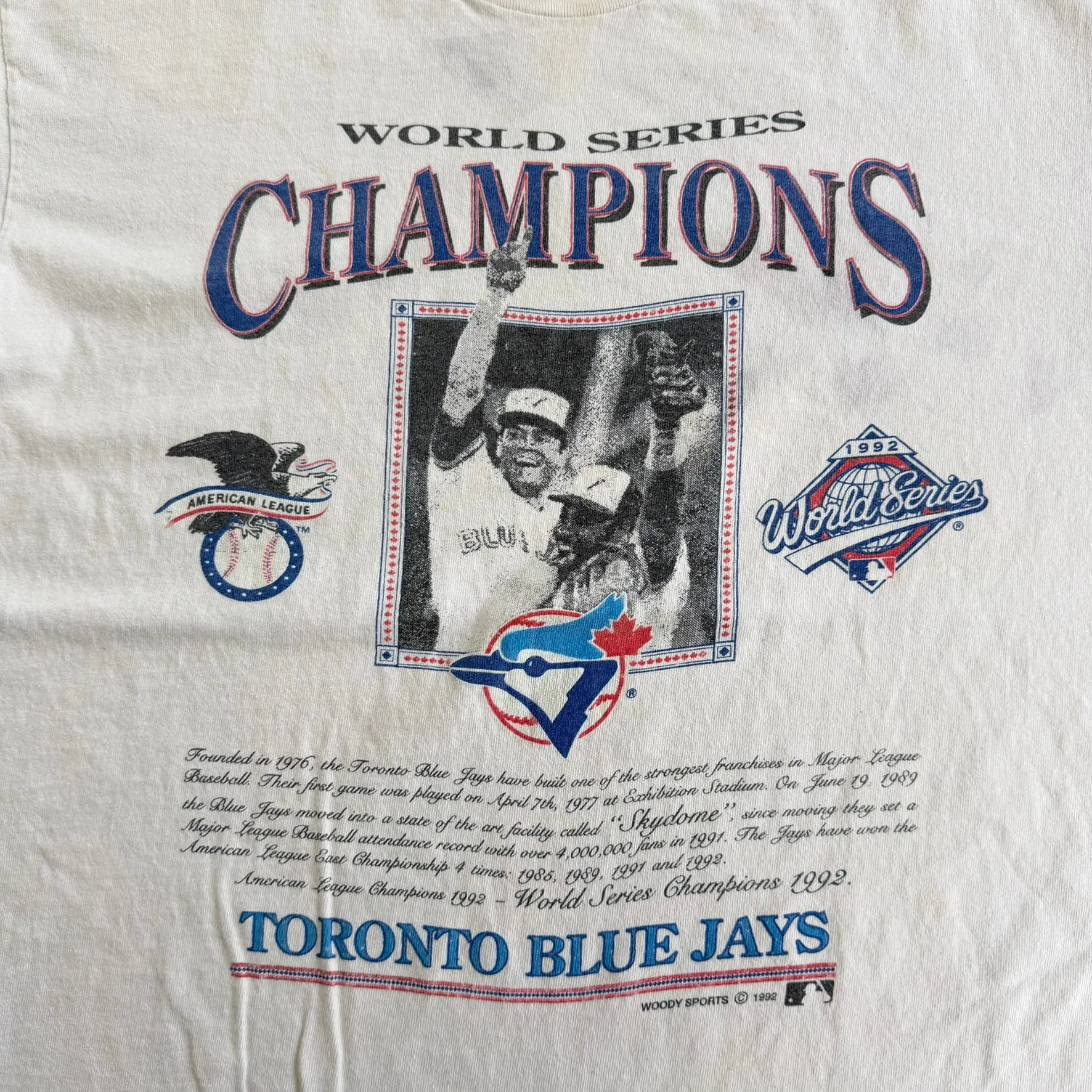 J- Vintage '92 Toronto Blue Jays MLB World Series Champions Made In USA Single Stitch Tee - L sold by HG Vintage product image thumbnail 2