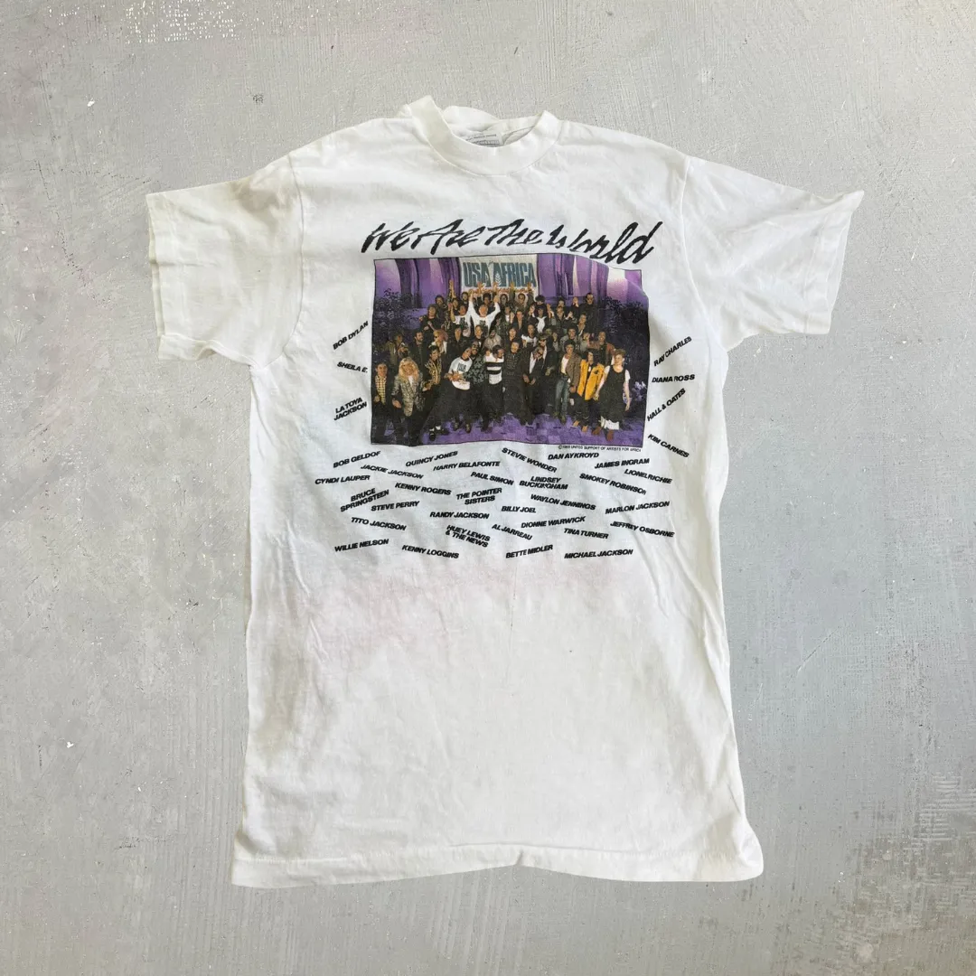 J- Vintage '85 United Support Of Artists For Africa Graphic Made In USA Single Stitch Tee - S sold by HG Vintage