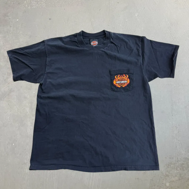 J- Vintage '95 Harley Davidson Nashville Graphic Made In USA Pocket Tee - L made by Harley-Davidson