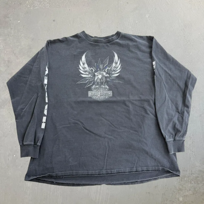 J- Vintage '99 Harley Davidson Chicago Illinois Made In USA Long Sleeve Tee - 2XL made by Harley-Davidson