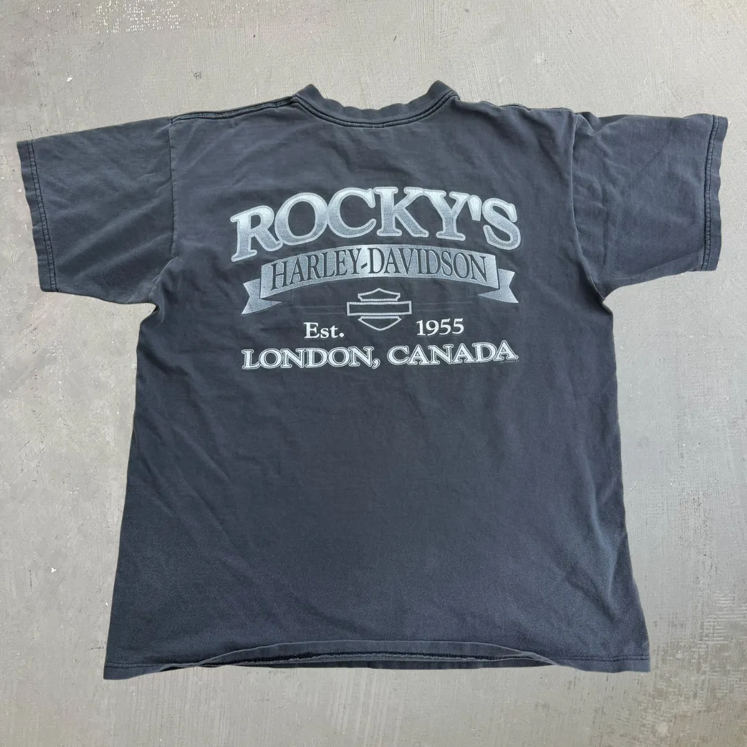 J- Vintage '99 Harley Davidson London Ontario Canada Graphic Made In USA Tee - L sold by HG Vintage product image thumbnail 4
