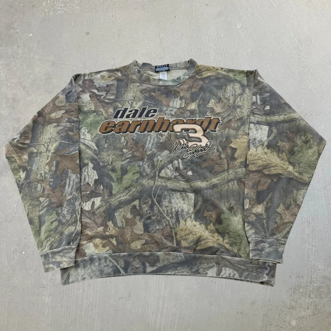 J- Vintage Nascar Dale Earnhardt Made In USA Real Tree Camo Crewneck - XL sold by HG Vintage