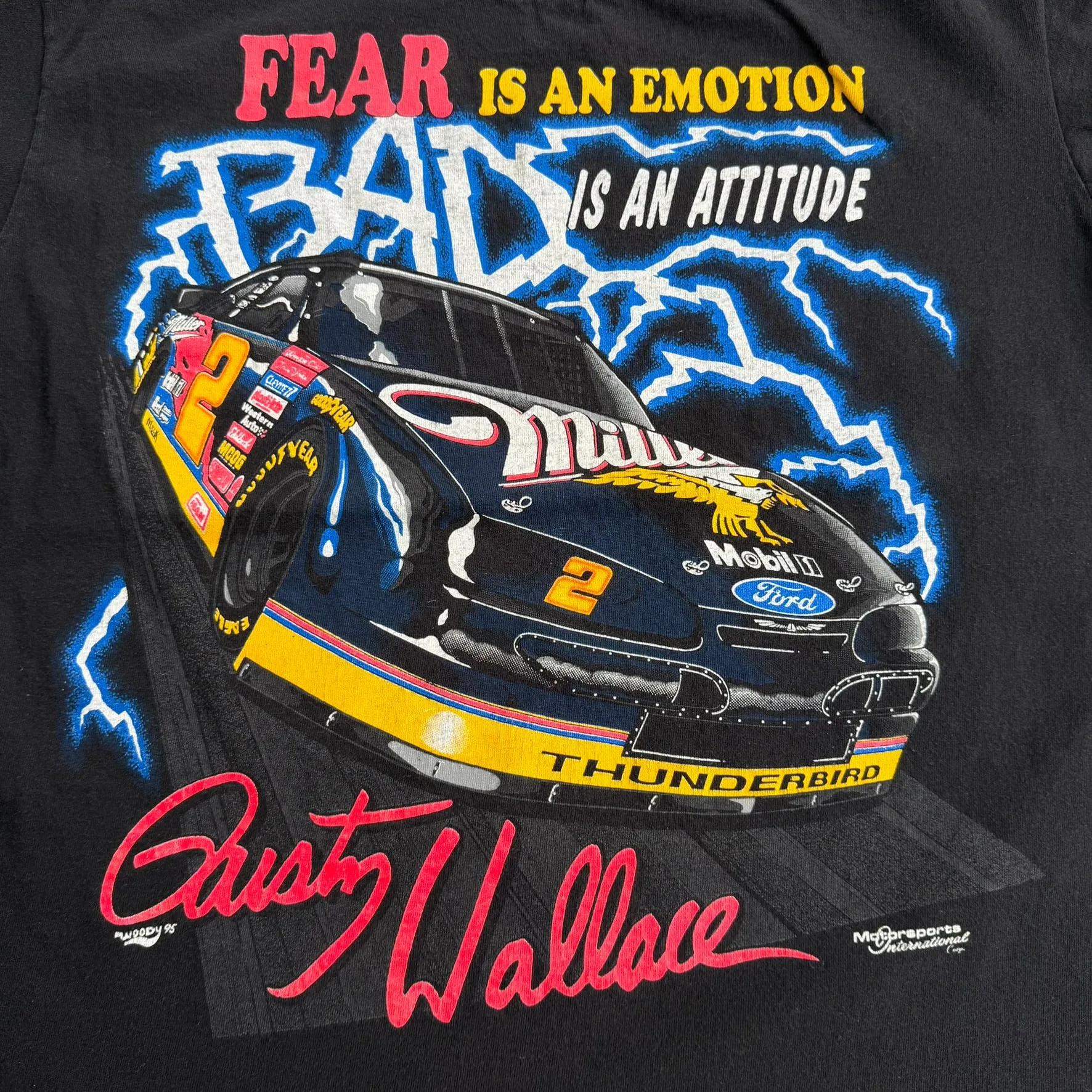 J- Vintage '95 Nascar Dusty Wallace Attitude Care & Lightning Made In USA Single Stitch Tee - L sold by HG Vintage product image thumbnail 2