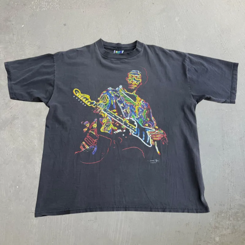 J- Vintage '98 Jimi Hendrix Color Outline Graphic Made In USA Tee - XL made by HG Vintage
