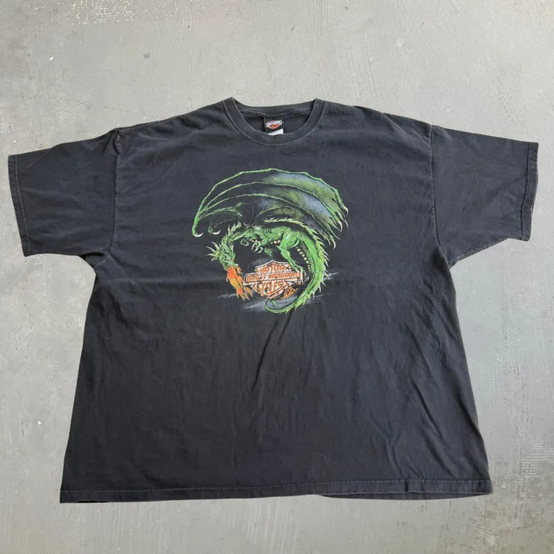 J- Vintage '01 Harley Davidson Reno Nevada Dragon Graphic Made In USA Tee - 3XL made by Harley-Davidson