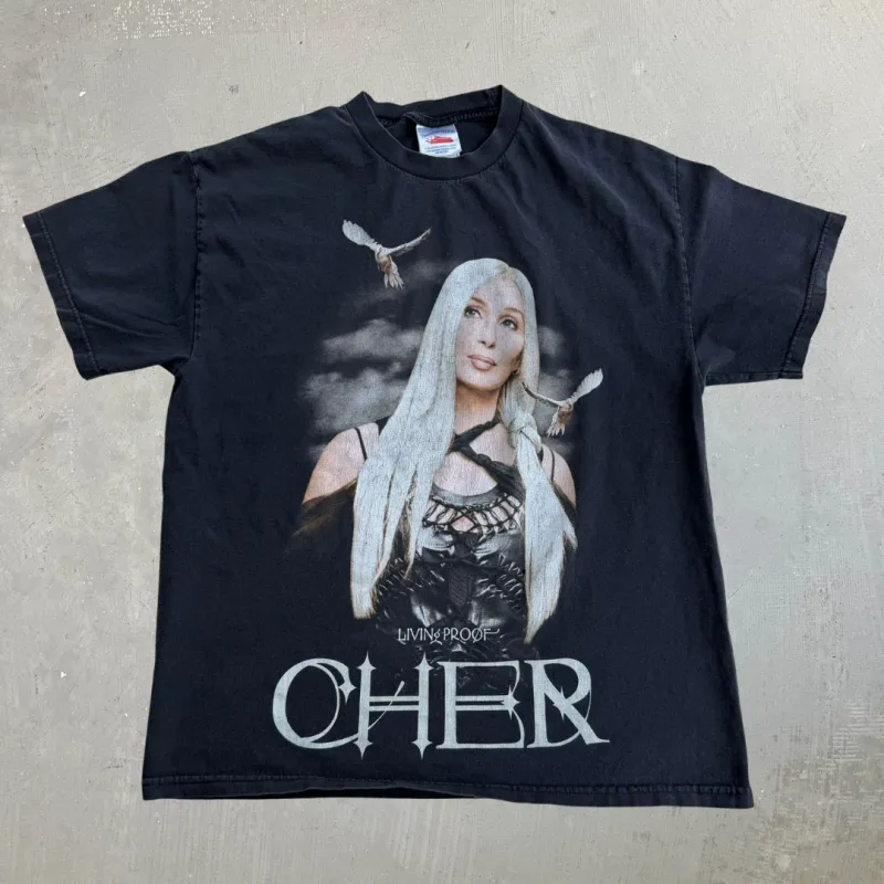 J- Vintage '03 Cher Living Proof Tour Picture Tee - L made by HG Vintage