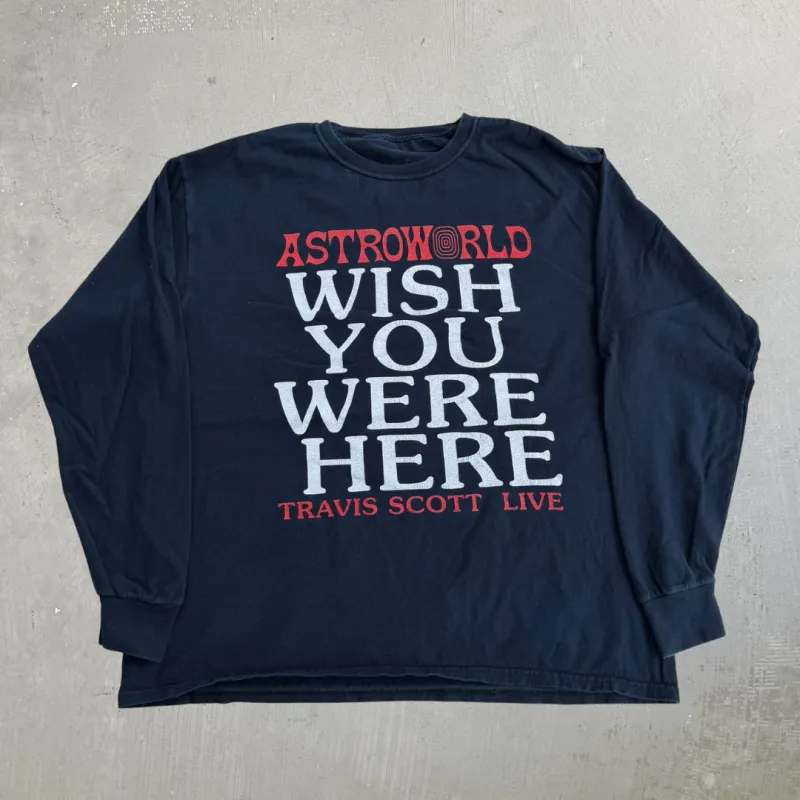 J- 2018 Travis Scott Astroworld Wish You Were Here Tour Long Sleeve Tee - L made by HG Vintage