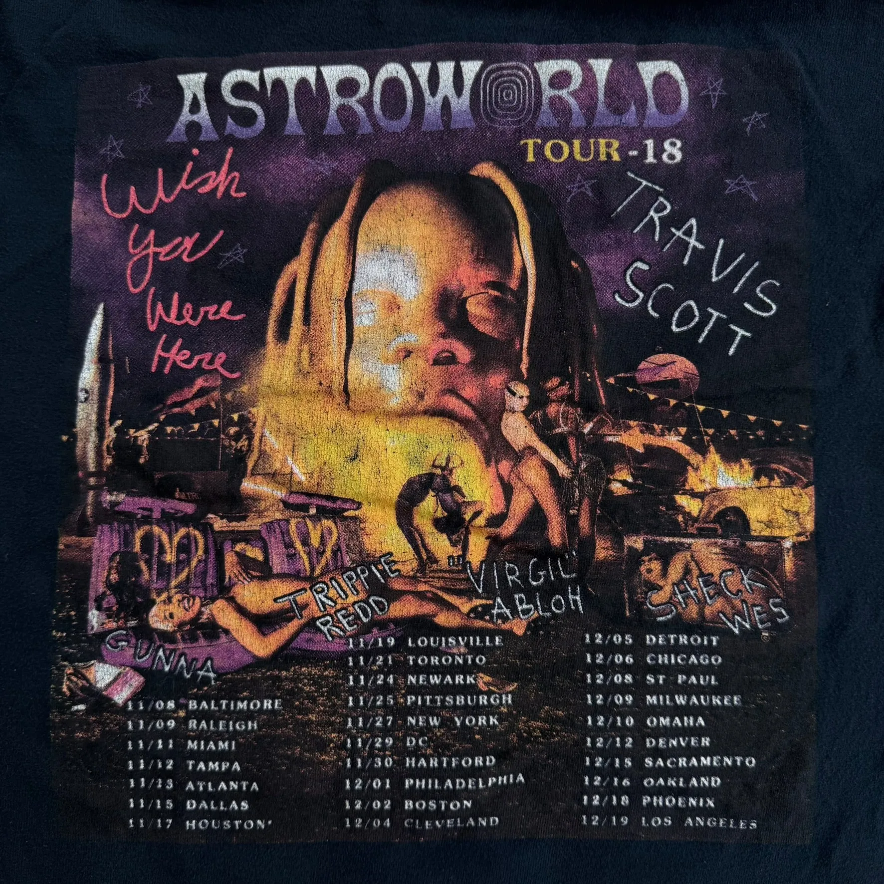 J- 2018 Travis Scott Astroworld Wish You Were Here Tour Long Sleeve Tee - L sold by HG Vintage product image thumbnail 4