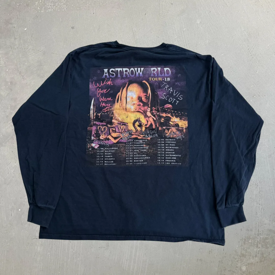 J- 2018 Travis Scott Astroworld Wish You Were Here Tour Long Sleeve Tee - L sold by HG Vintage product image thumbnail 3