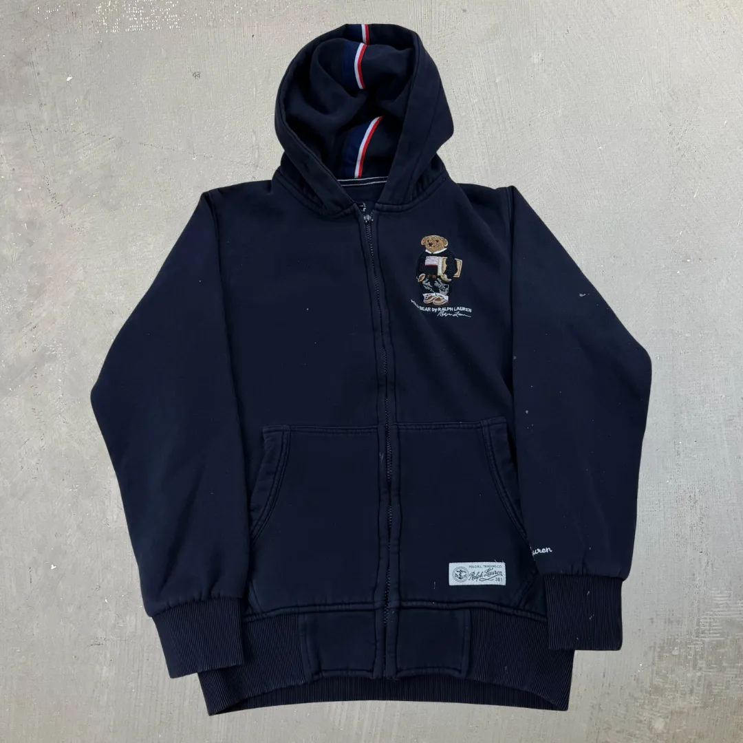 J- Vintage Polo Sport Ralph Lauren Embroidered Bear Zip Up Hoodie - L sold by HG Vintage