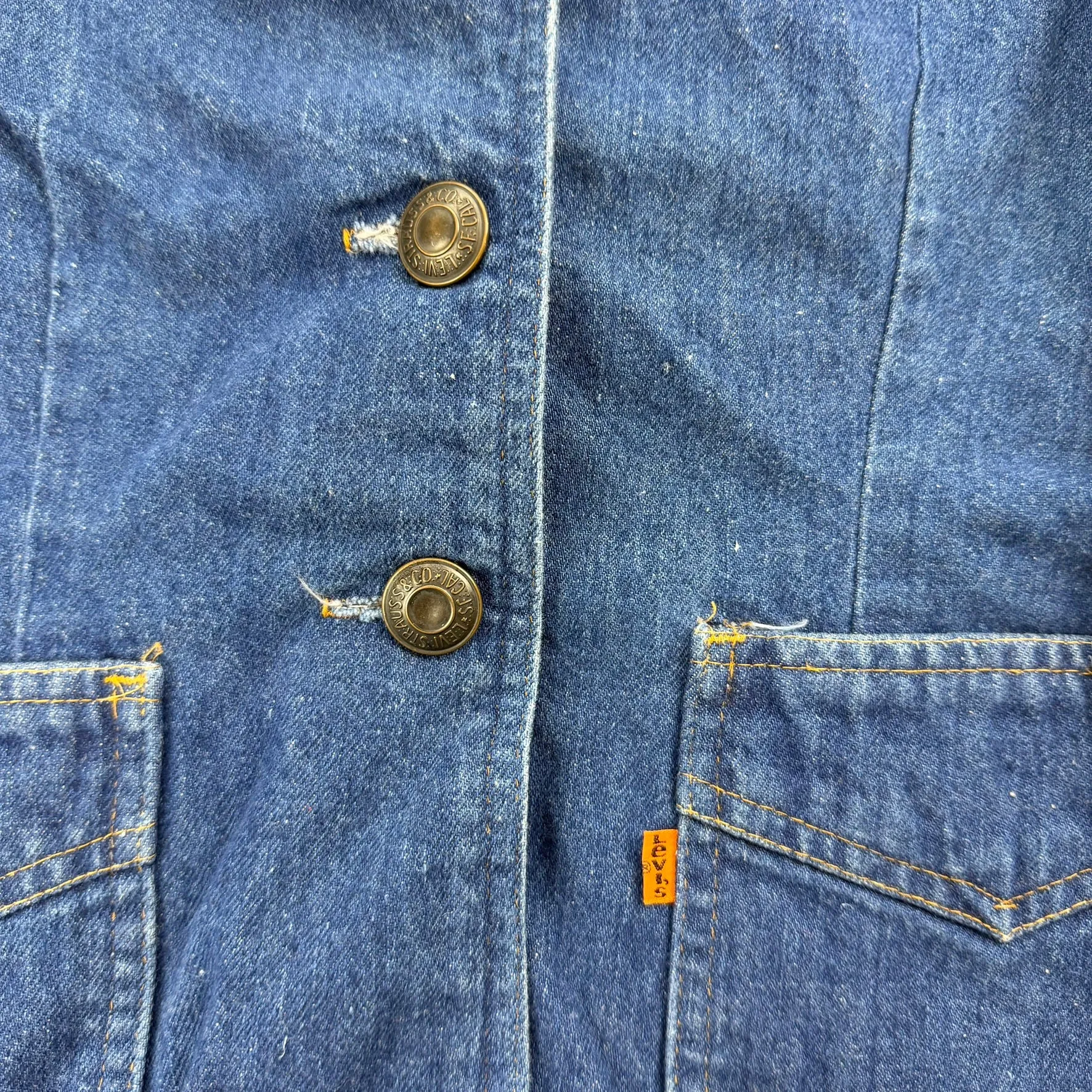 J- Vintage Levi's Strauss Made In USA Orange Bab 76068 0714 Denim Blazer - 9/10 (fits S/M) sold by HG Vintage product image thumbnail 2
