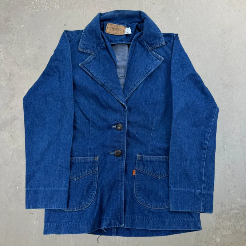 J- Vintage Levi's Strauss Made In USA Orange Bab 76068 0714 Denim Blazer - 9/10 (fits S/M) made by HG Vintage