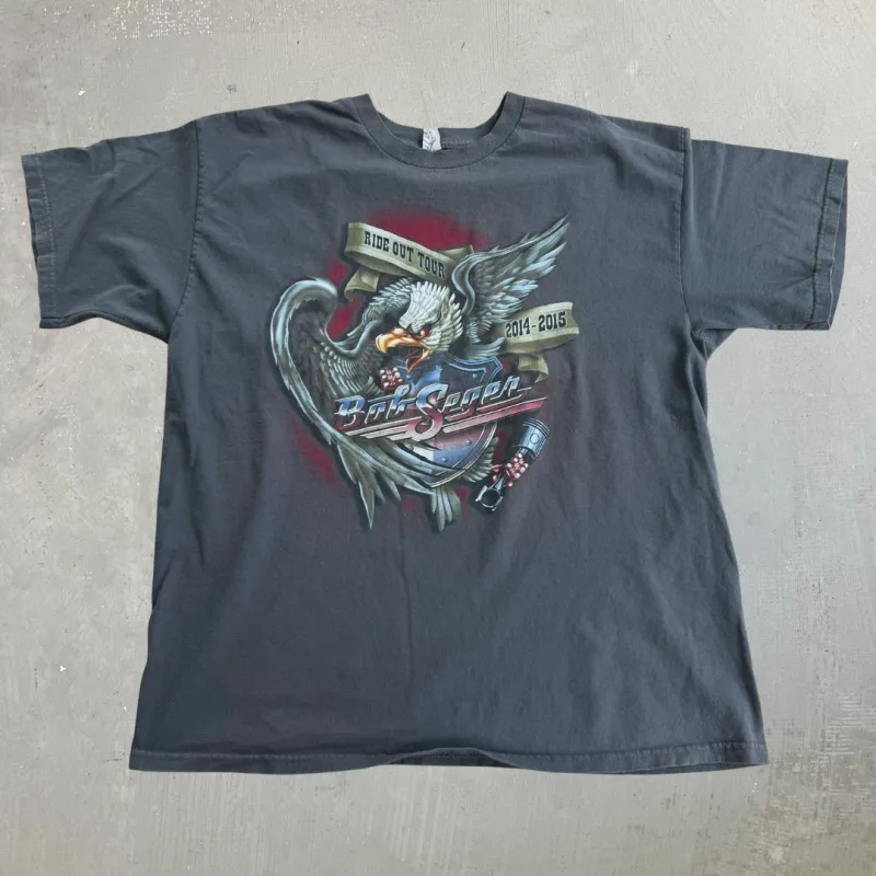 J- '14 Bob Seger Ride Out Tour Eagle Graphic Tee - XL made by HG Vintage