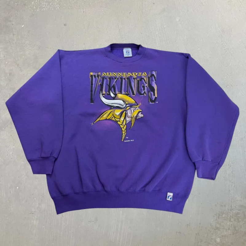 J- Vintage '94 Minnesota Vikings NFL Logo 7 Graphic Made In USA Crewneck - XL Tall made by HG Vintage