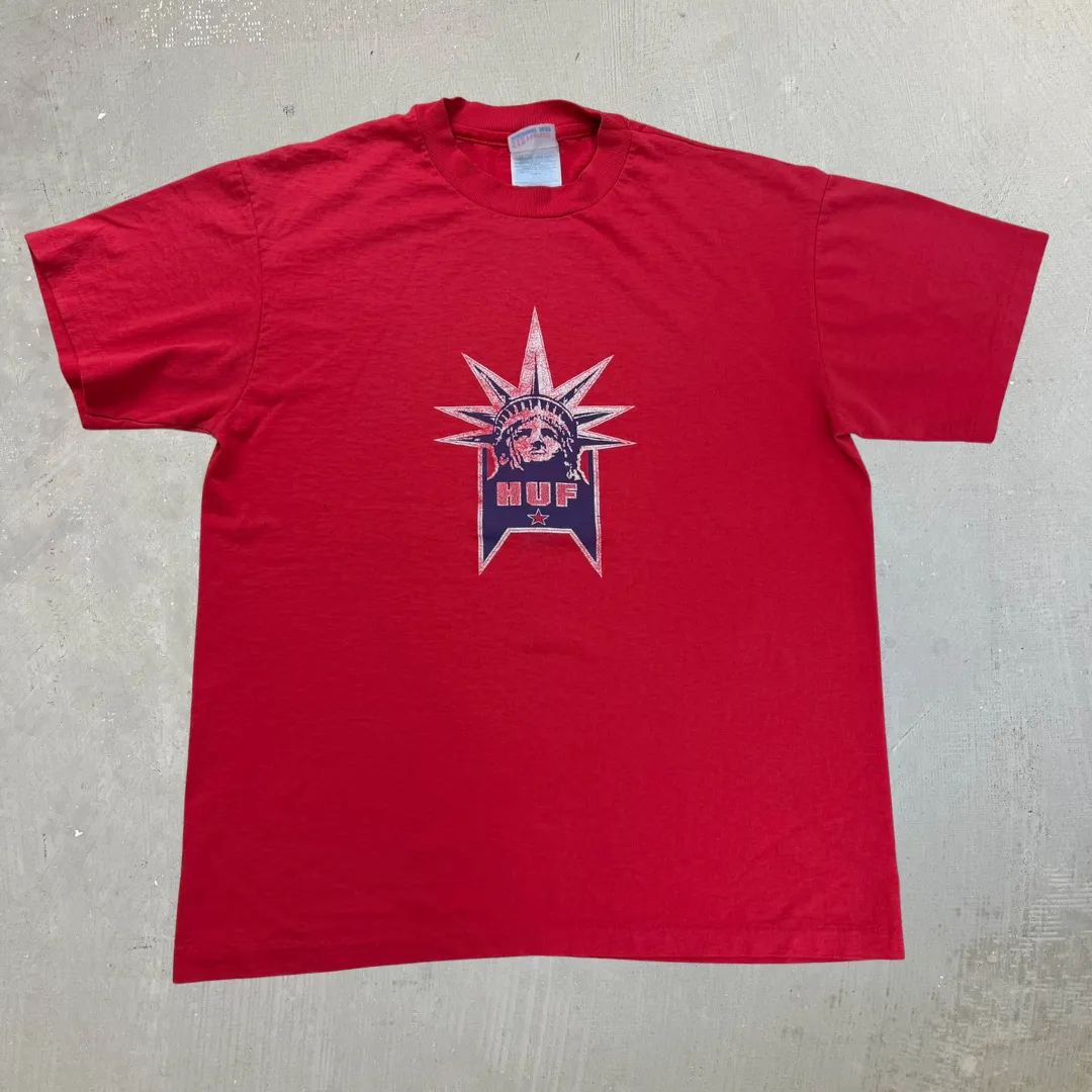 J- Vintage HUF Statue Of Liberty Graphic Made In USA Single Stitch Tee - M sold by HG Vintage