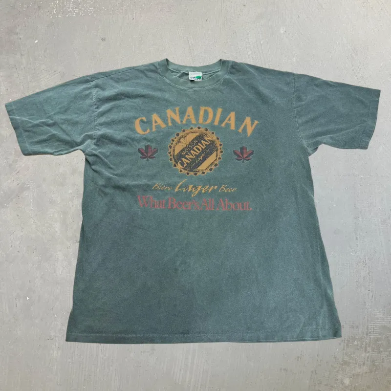 J- Vintage Molson Canadian What Beer's All About Graphic Single Stitch Tee - L made by HG Vintage