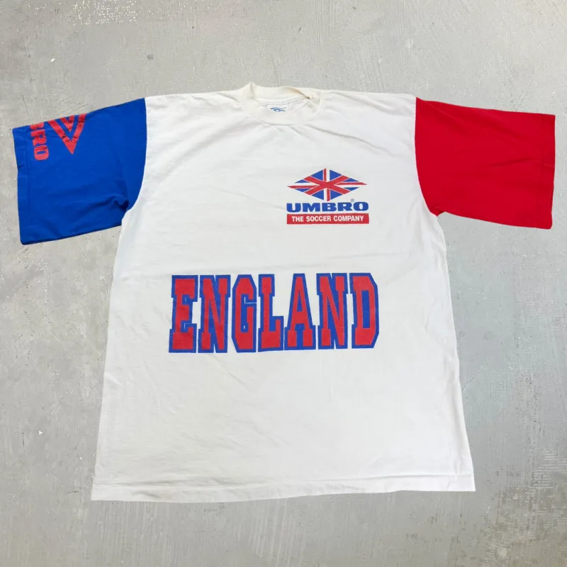 J- Vintage Umbro England The Soccer Company Graphic Made In USA Single Stitch Tee - L made by HG Vintage