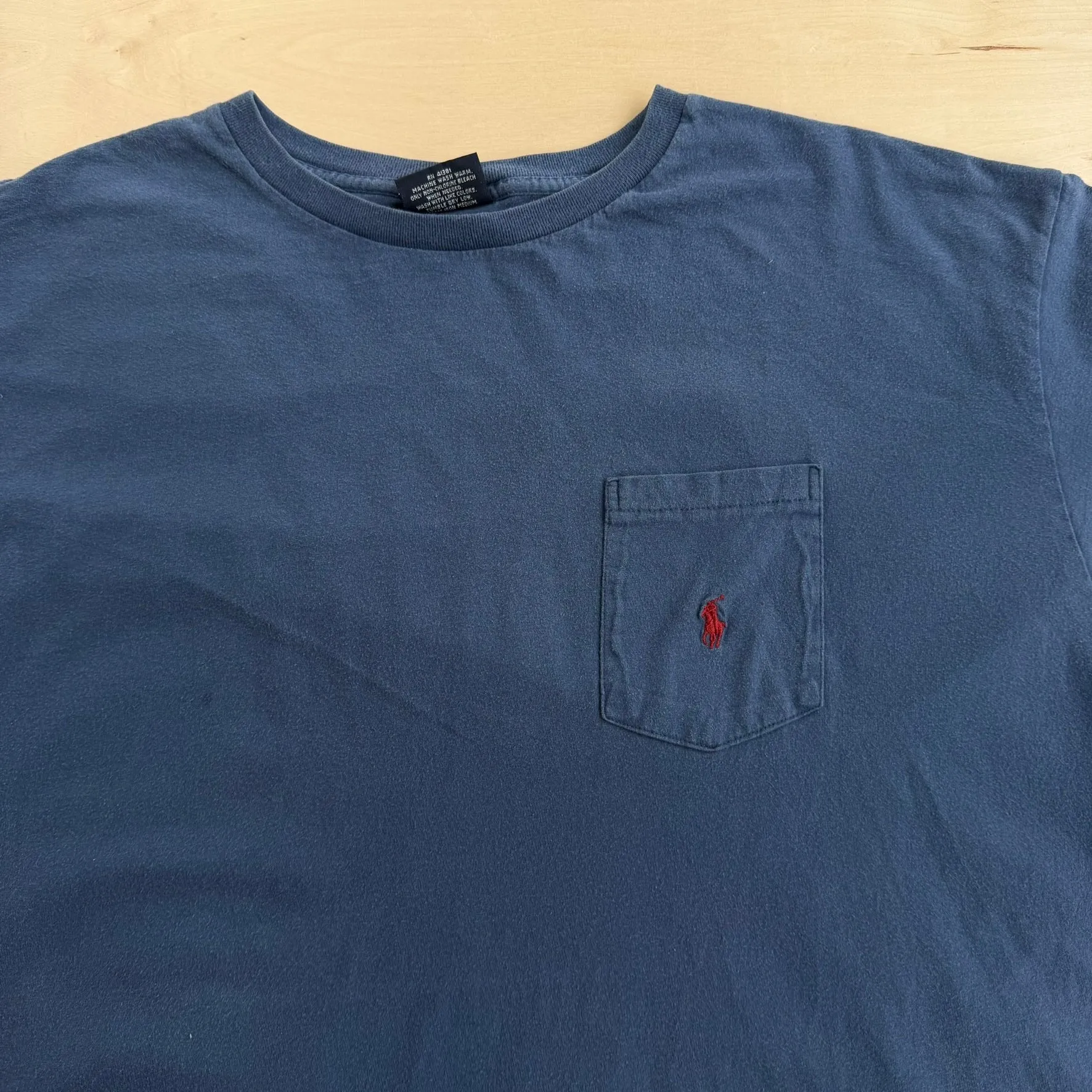 J- Vintage Polo RL Embroidered Logo Made In USA Single Stitch Blue Pocket Tee - XL sold by HG Vintage product image thumbnail 3