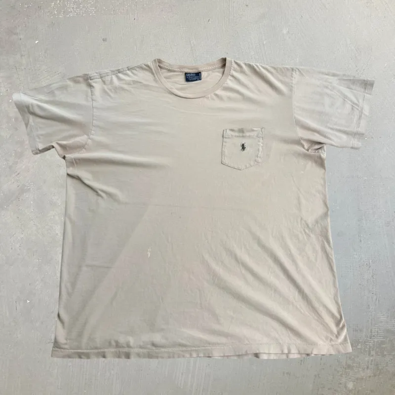 J- Vintage Polo Ralph Lauren Embroidered Logo Single Stitch Pocket Tee - XL made by HG Vintage