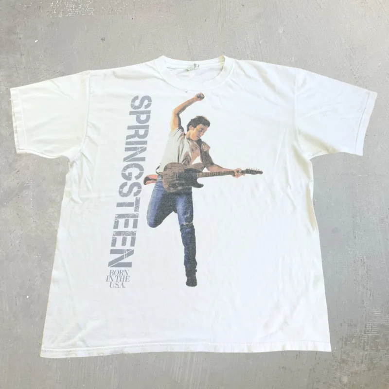 J- Vintage Bruce Springsteen Born In The USA Picture Graphic Blue Anvil Tag Tee - XL made by HG Vintage