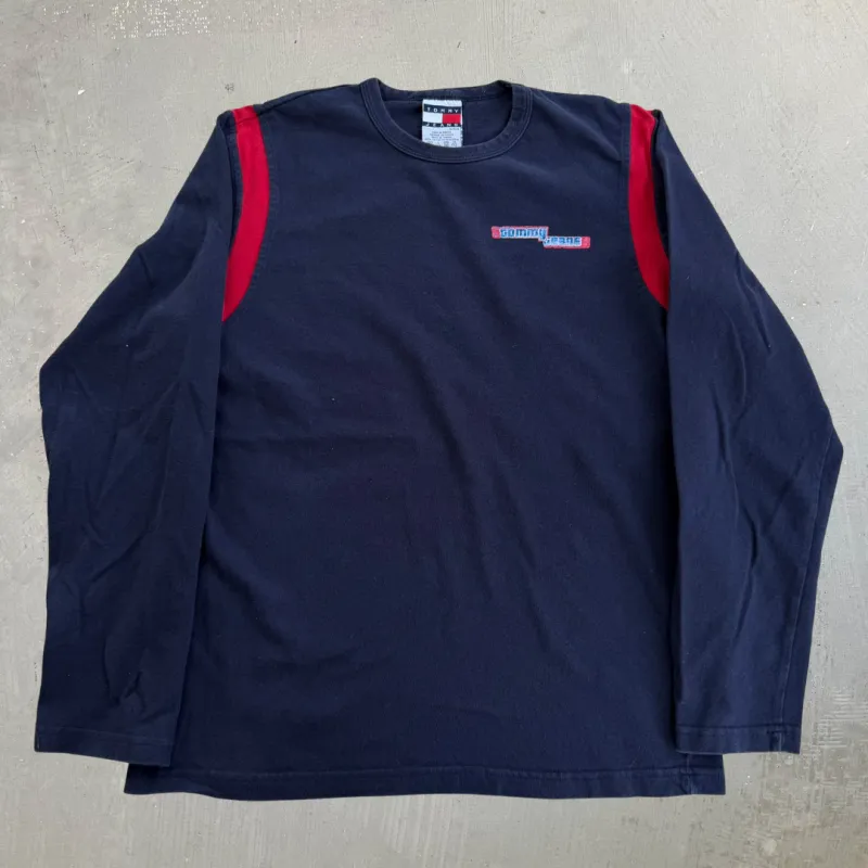 J- Vintage Tommy Jeans Text Graphic Long Sleeve Tee - M made by HG Vintage