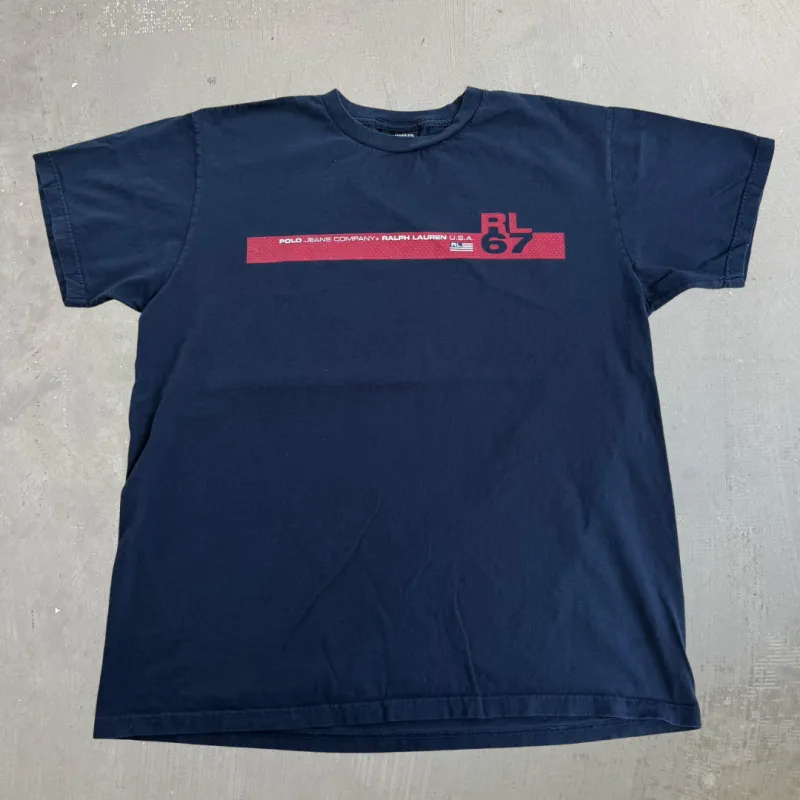 J- Vintage Polo Jeans Company Ralph Lauren Text Graphic Tee - L made by HG Vintage