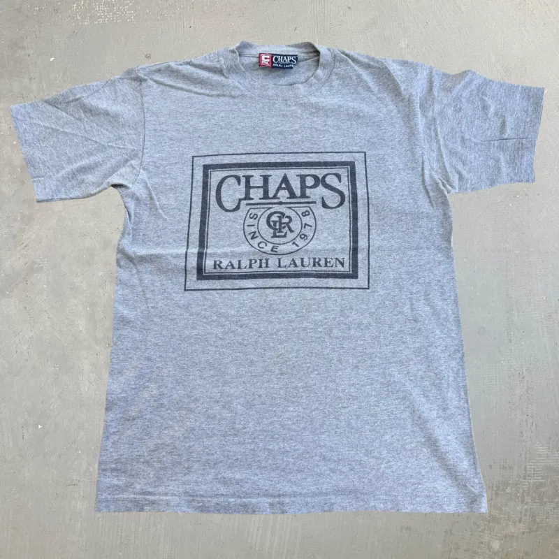 J- Vintage Ralph Lauren Chaps Text Graphic Tee - S made by HG Vintage