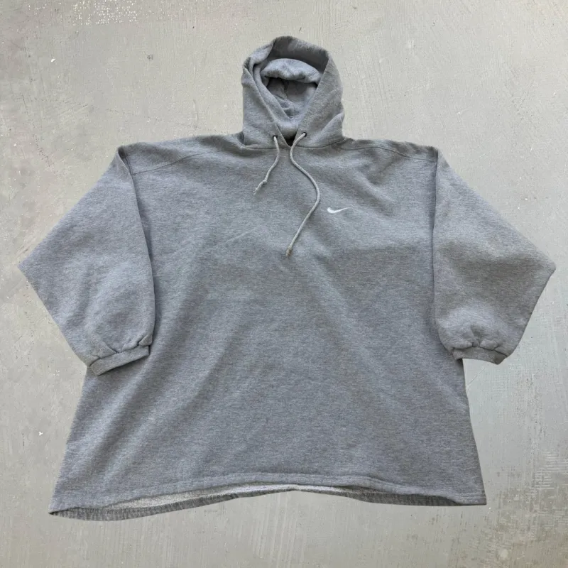 J- Vintage 90s Nike Embroidered Swoosh Grey Hoodie - L made by HG Vintage