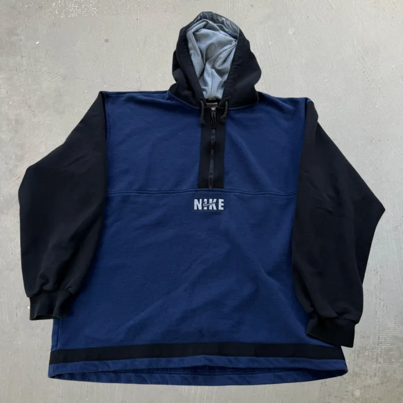 J- Vintage 90s Nike Embroidered Swoosh & Text Quarter Zip Hoodie - M made by HG Vintage