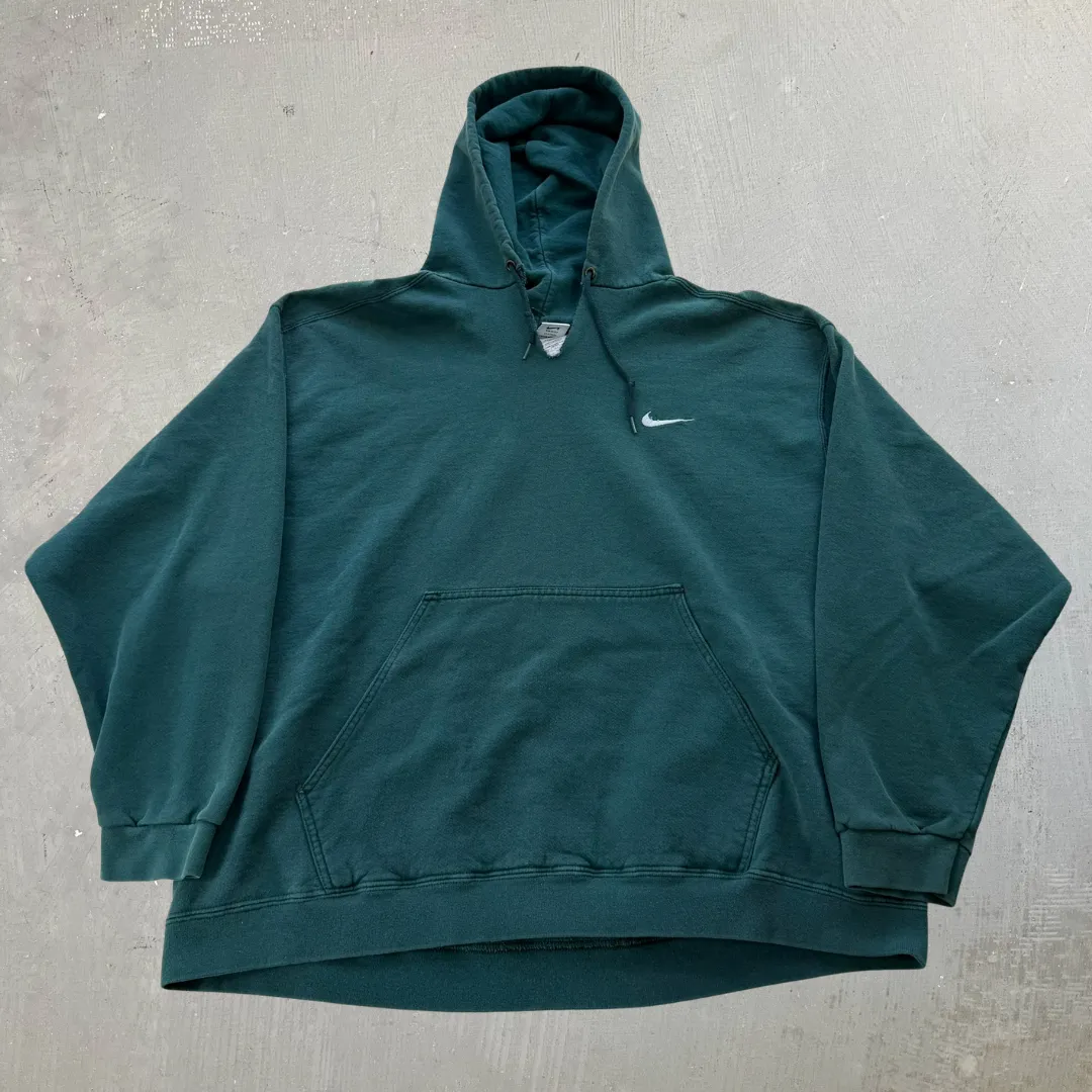 J- Vintage 90s Nike Embroidered Swoosh Forest Green Hoodie - 2XL sold by HG Vintage