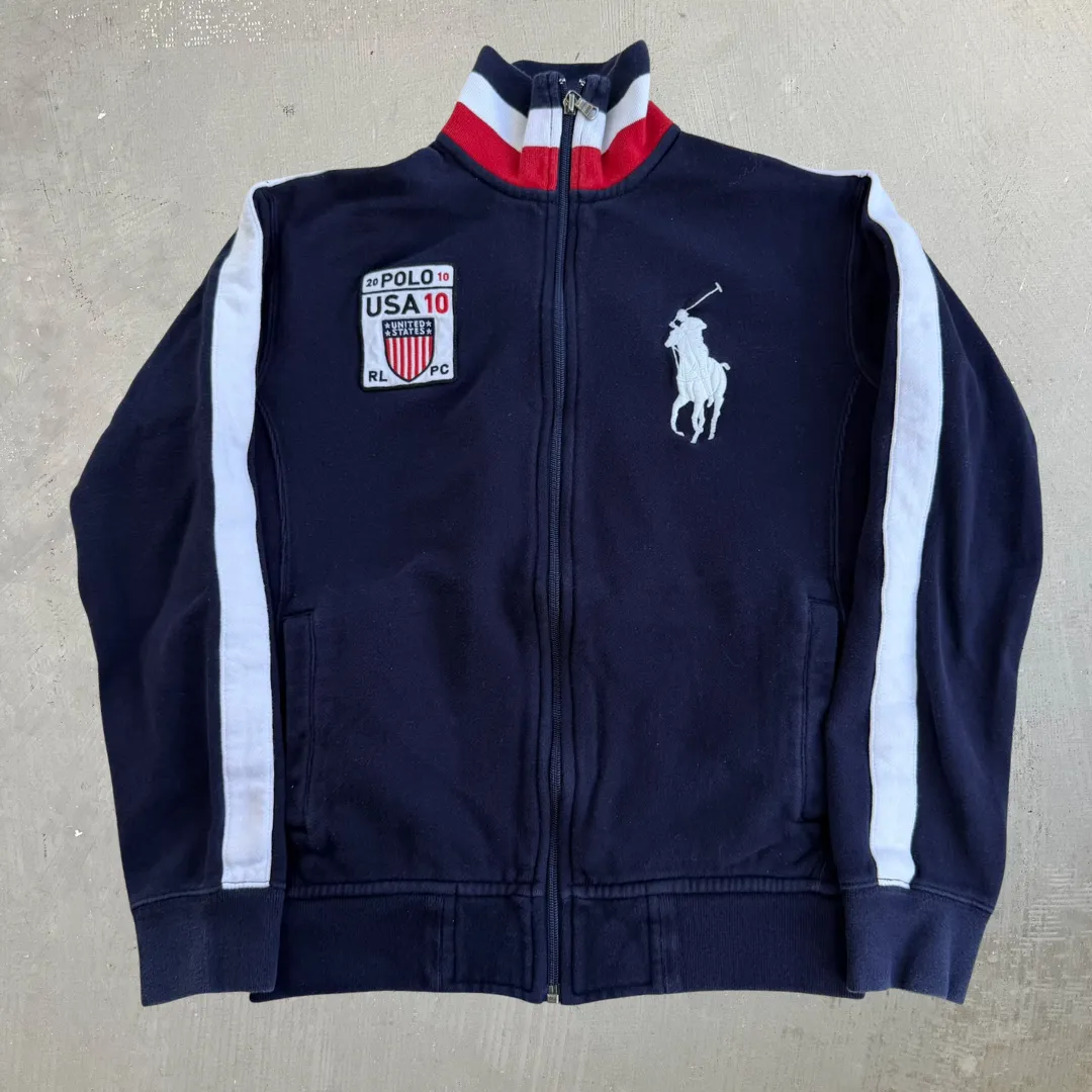 J- Vintage '10 Ralph Lauren Polo Club Embroidered Logo Zip Up Track Jacket - S sold by HG Vintage