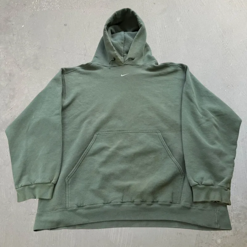 J- Vintage 90s Nike Embroidered Center Swoosh Olive Green Hoodie - XL made by HG Vintage