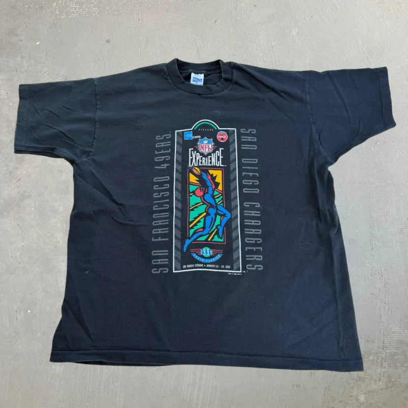 J- Vintage '95 NFL Experience Super Bowl 29 Chargers Vs 49ers Made In USA Single Stitch Tee - XL made by HG Vintage