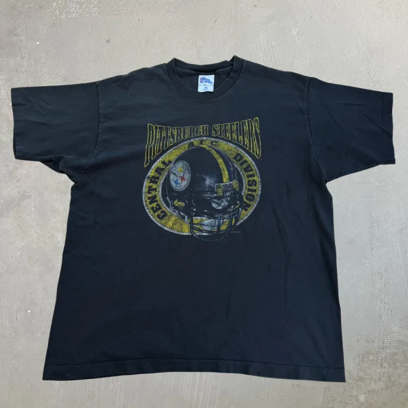 J- Vintage '95 Pittsburgh Steelers NFL Graphic Pro Player Made In USA Single Stitch Tee - XL made by HG Vintage