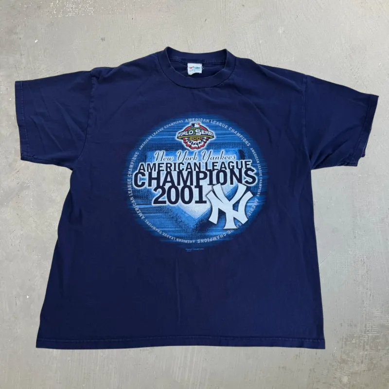 J- Vintage '00 New York Yankees MLB American League Champions Majestic Tag Tee - XL made by HG Vintage