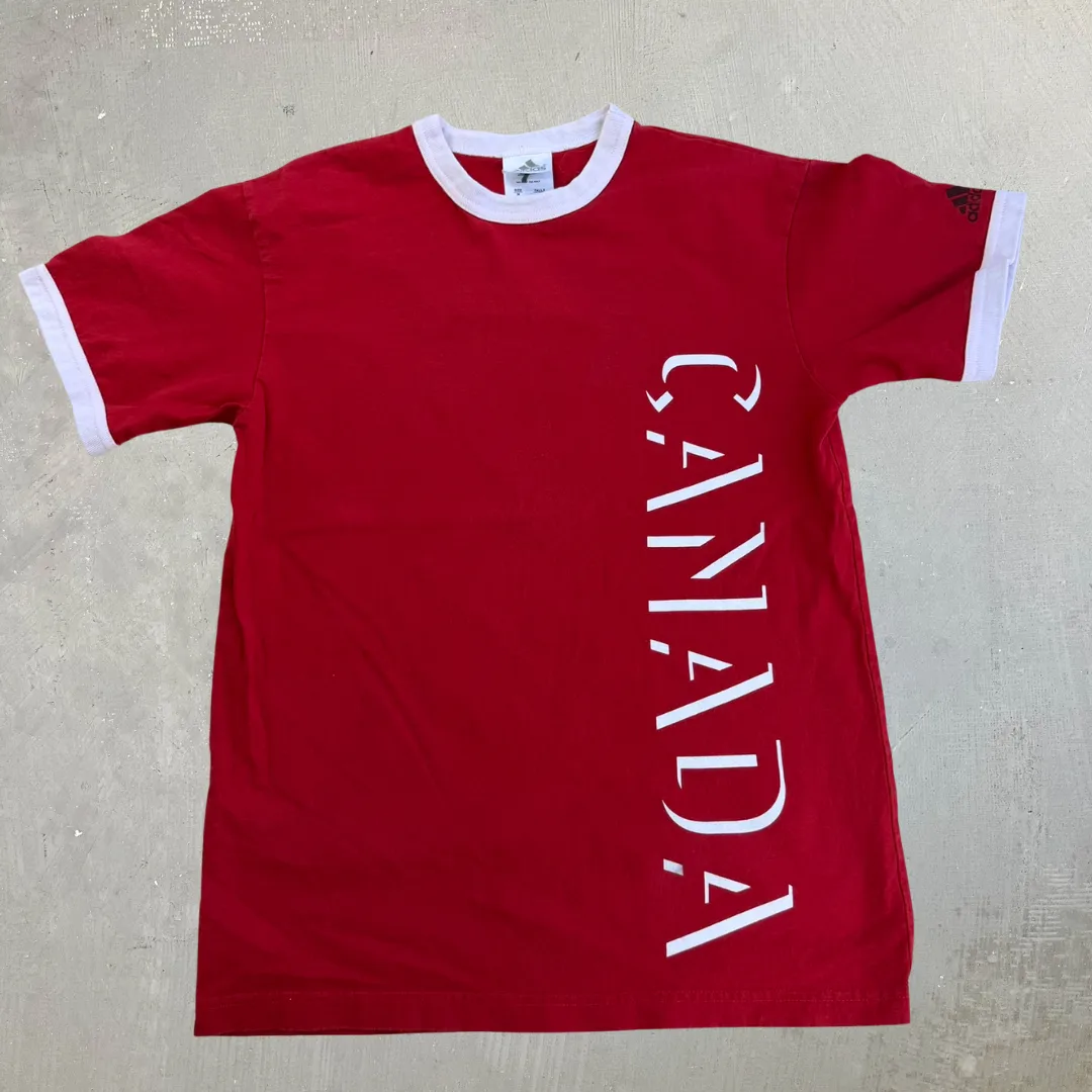 J- Vintage Adidas Canada National Soccer Team Text Ringer Tee - M sold by HG Vintage