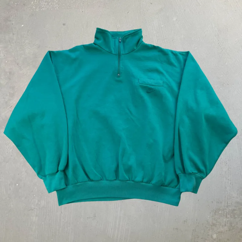 J- Vintage Nike Embroidered Text & Swoosh Teal Quarter Zip Crewneck - L made by HG Vintage