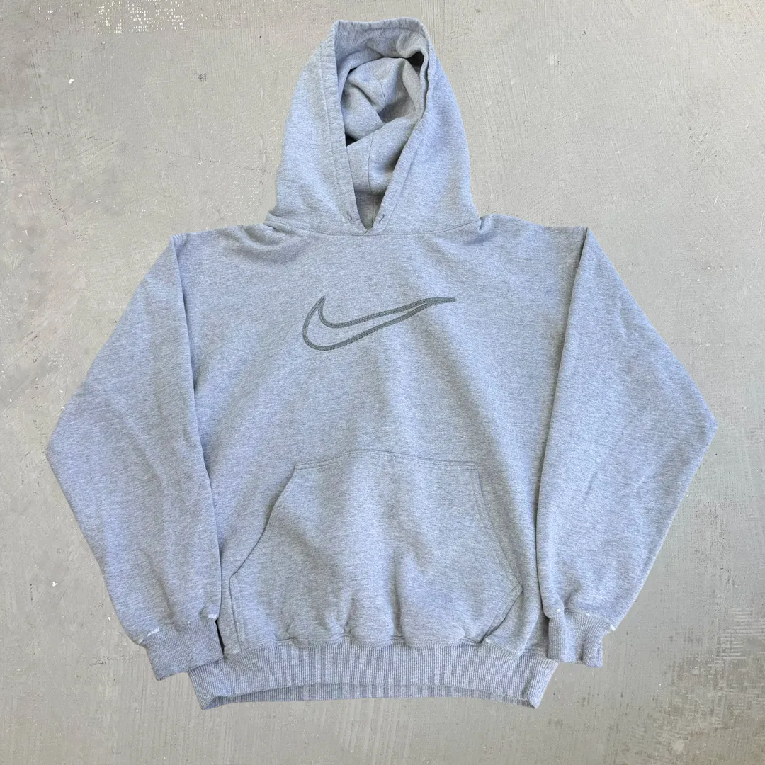 J- Vintage 90s Nike Embroidered Center Swoosh Grey Hoodie - M sold by HG Vintage