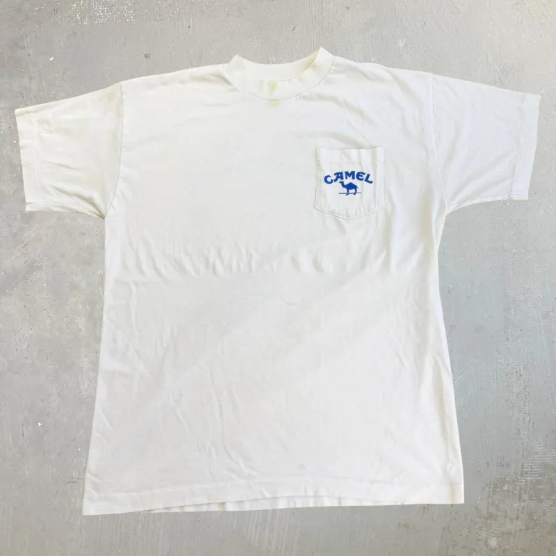 J- Vintage '90 Camel Cigarettes Pack Of Camel Graphic Single Stitch Pocket Tee - XL made by HG Vintage