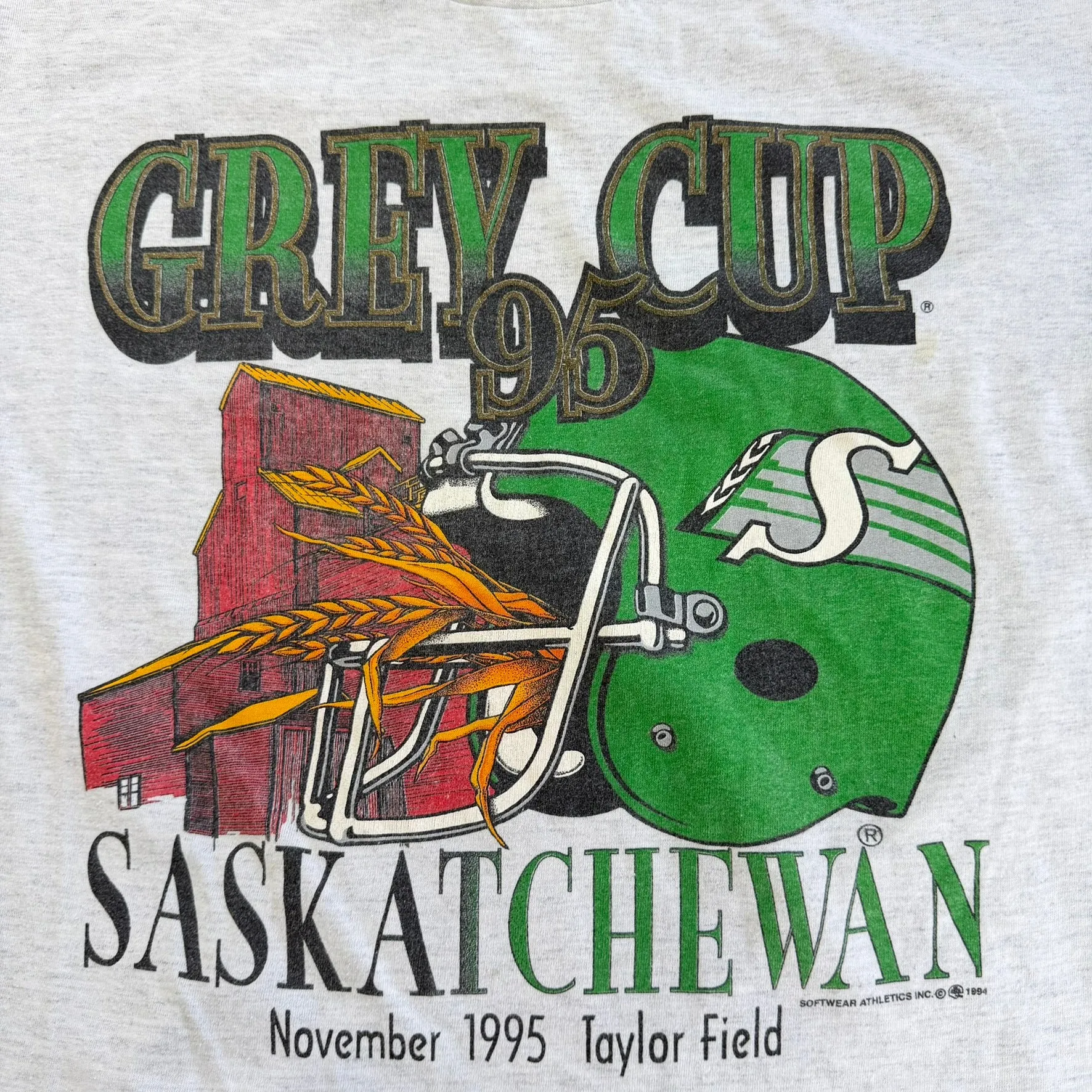 J- Vintage '95 CFL Grey Cup Saskatchewan Graphic Single Stitch Tee - M sold by HG Vintage product image thumbnail 2