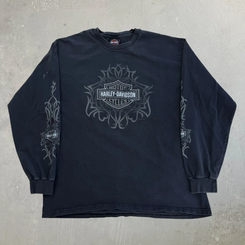 J- Vintage '01 Harley Davidson Prince George BC Graphic Long Sleeve Tee - L made by Harley-Davidson