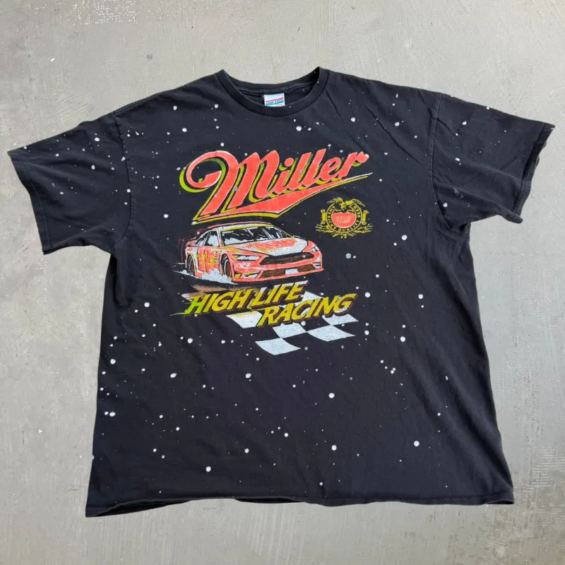 J- Vintage Nascar Miller High Life Racing Car Graphic Tee - L made by Nascar