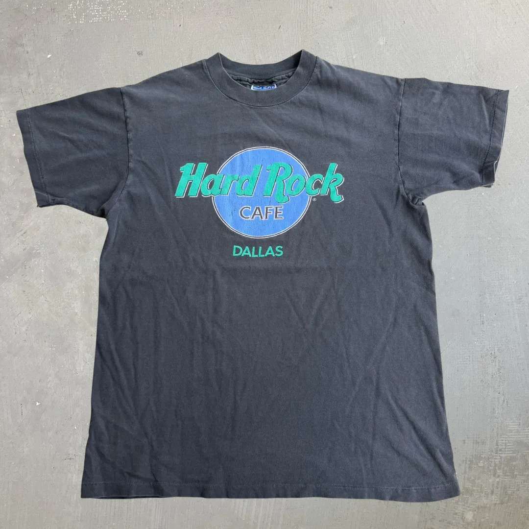 J- Vintage Hard Rock Cafe Dallas Logo Made In USA Single Stitch Hanes Tag Tee - L sold by HG Vintage